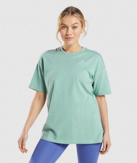 Koszulki Gymshark Treningowe Oversized Damskie Głęboka Zielone | PL 837QBU